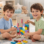 Montessori SmartBuilder – Puzzle din lemn cu 10 carduri