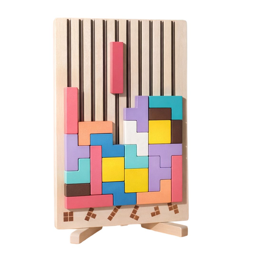 Montessori SmartBuilder – Puzzle din lemn cu 10 carduri