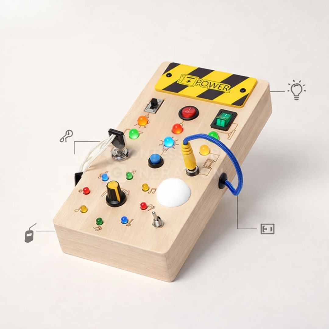 Aventura Montessori cu întrerupătoare – panoul pe care îl poți apăsa în voie, fără restricții