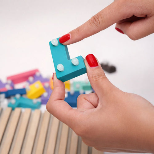 Montessori SmartBuilder – Puzzle din lemn cu 10 carduri