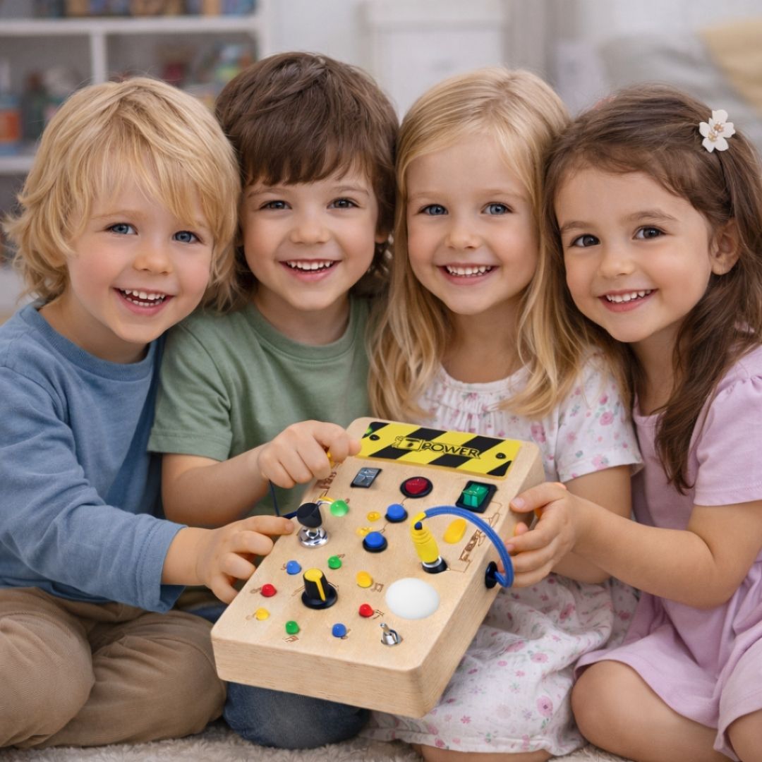 Aventura Montessori cu întrerupătoare – panoul pe care îl poți apăsa în voie, fără restricții