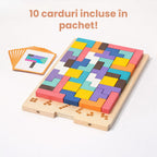 Montessori SmartBuilder – Puzzle din lemn cu 10 carduri