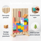 Montessori SmartBuilder – Puzzle din lemn cu 10 carduri