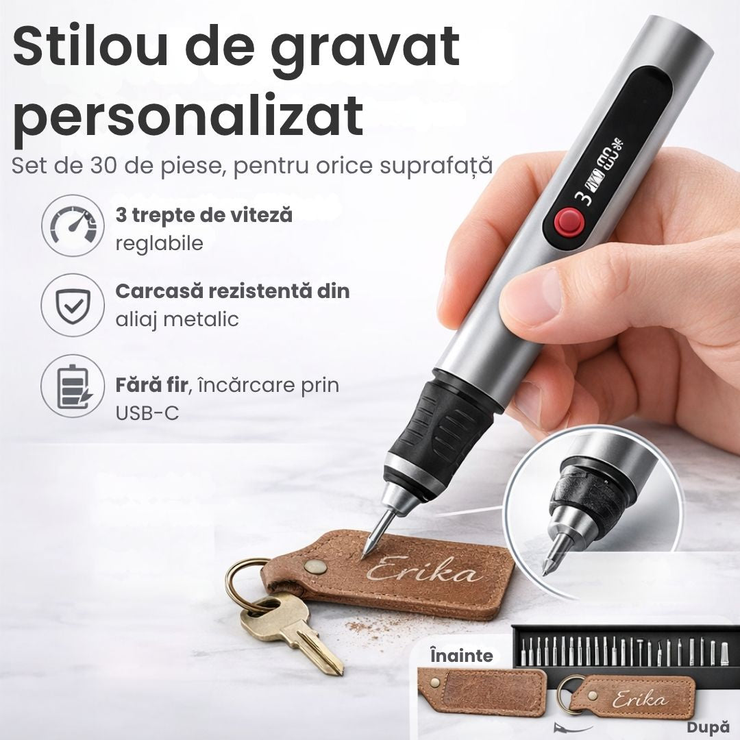 Stilou de gravat personalizat – Set de 30 de piese, pentru orice suprafață